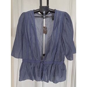 Matilda Jane Blue Cotton Lace Trim Wrap Peplum S Whimsical Fairycore Coquette